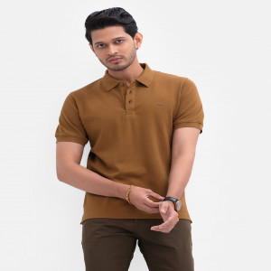 Brown Bubble Knit Polo
